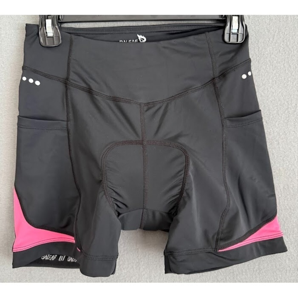 Baleaf Cyclin Padded Short Medium Black  Pockets Compression Spandex Active Wear